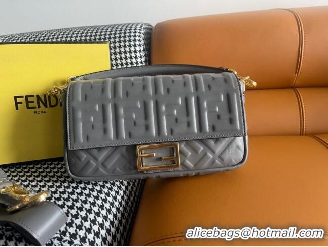 New Fashion Fendi Baguette Medium Nappa Leather Bag 600M85 Grey 2023