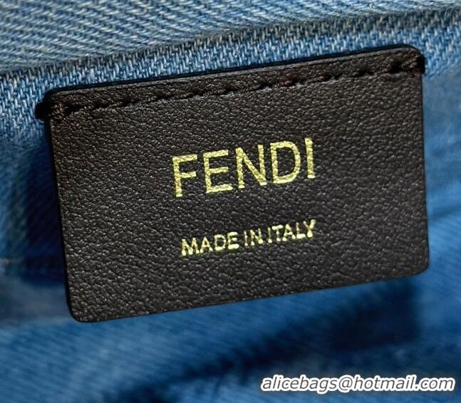 New Design Fendi By The Way Canvas Mini Boston Bag in 8570 Light blue denim 2023