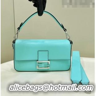 Super Quality Fendi Baguette Medium Leather Bag 80128 Tiffany Blue 2023