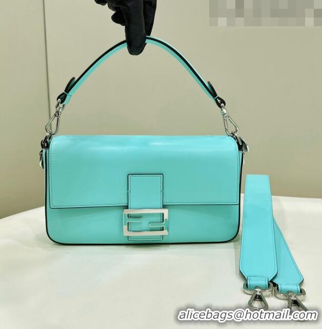 Super Quality Fendi Baguette Medium Leather Bag 80128 Tiffany Blue 2023