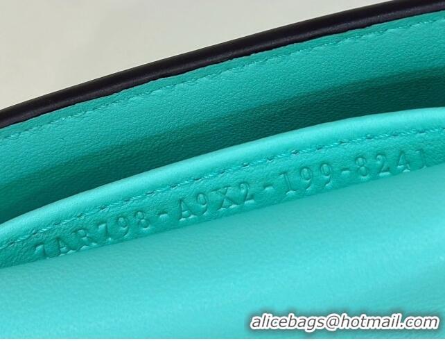 Top Grade Fendi Nano Baguette Bag Charm with Chain in Calf Leather 80128 Tiffany Blue 2023