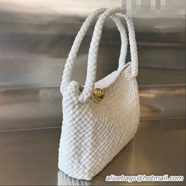 Top Quality Bottega Veneta Tosca Shoulder Bag in Intreccio Leather 716974 White 2023