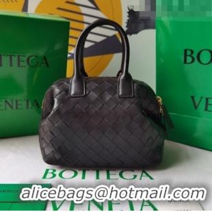 Shop Discount Bottega Veneta Mini Bauletto Top Handle Bag in Intreccio Leather 764535 Fondant Brown 2023