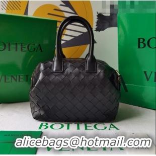 Super Quality Bottega Veneta Mini Bauletto Top Handle Bag in Intreccio Leather 764535 Black 2023