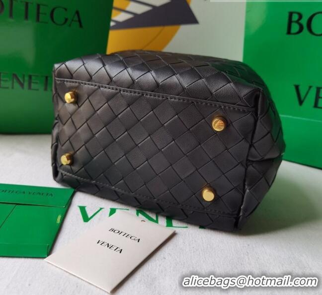 Super Quality Bottega Veneta Mini Bauletto Top Handle Bag in Intreccio Leather 764535 Black 2023