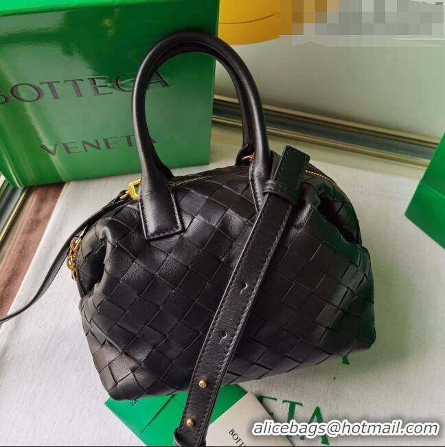 Super Quality Bottega Veneta Mini Bauletto Top Handle Bag in Intreccio Leather 764535 Black 2023