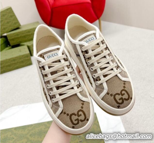 Top Design Gucci Jumbo GG Canvas Low-top Platform Sneakers 5cm Beige 719020