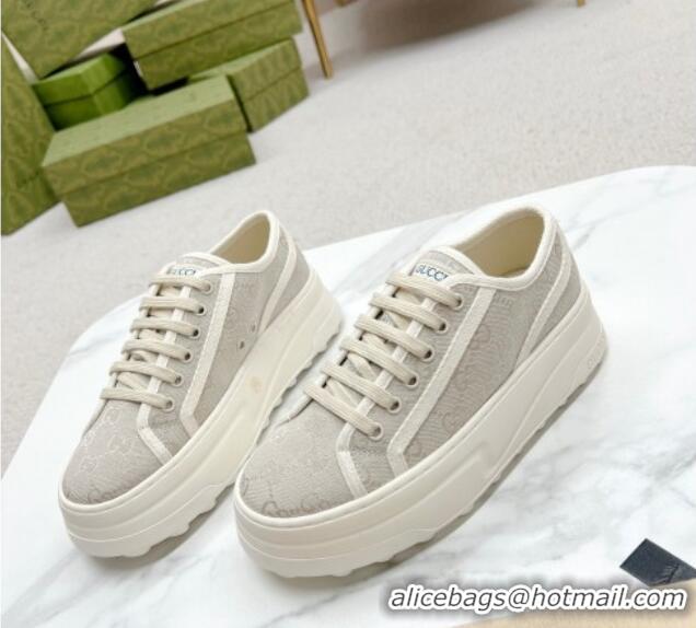 Buy Discount Gucci GG Canvas Low-top Platform Sneakers 5cm Light Grey 719021