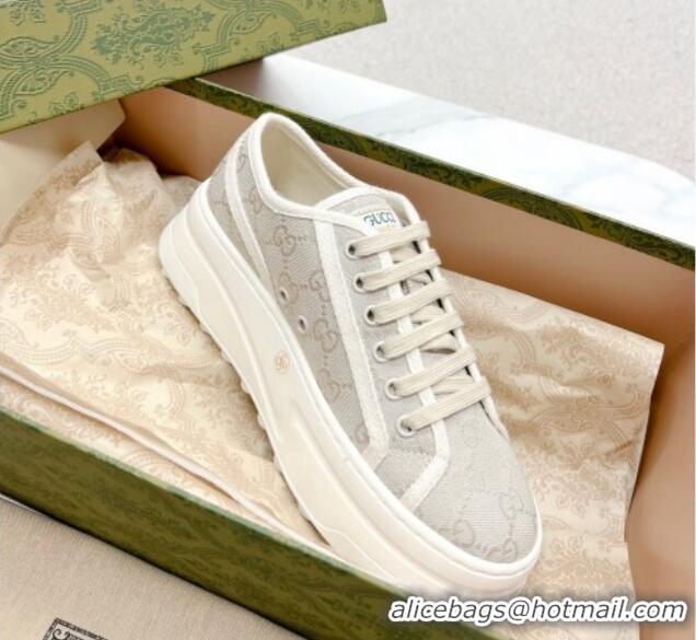 Buy Discount Gucci GG Canvas Low-top Platform Sneakers 5cm Light Grey 719021