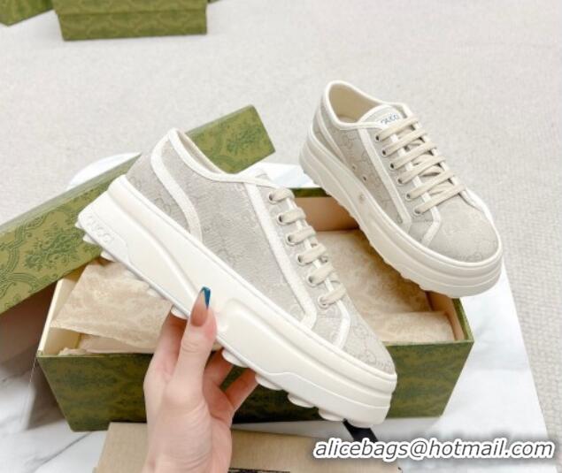 Buy Discount Gucci GG Canvas Low-top Platform Sneakers 5cm Light Grey 719021