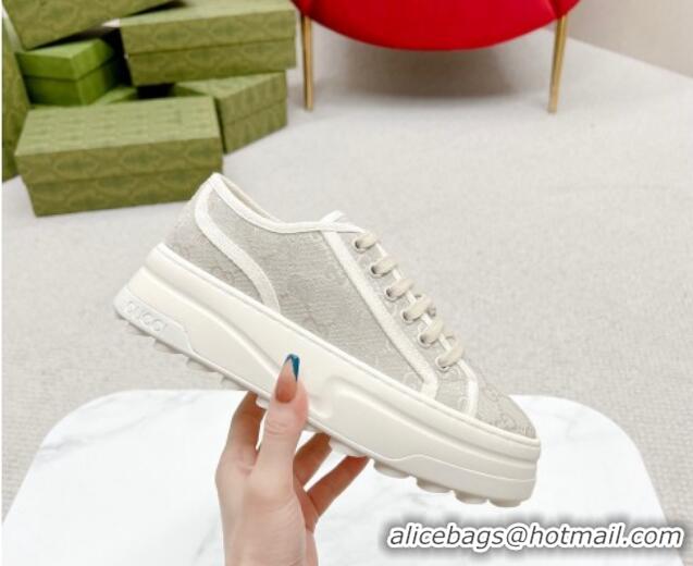 Buy Discount Gucci GG Canvas Low-top Platform Sneakers 5cm Light Grey 719021