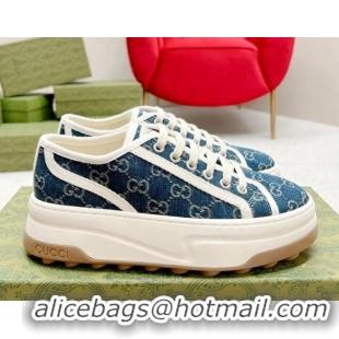 Cheap Price Gucci GG Denim Low-top Platform Sneakers 5cm Blue 719022