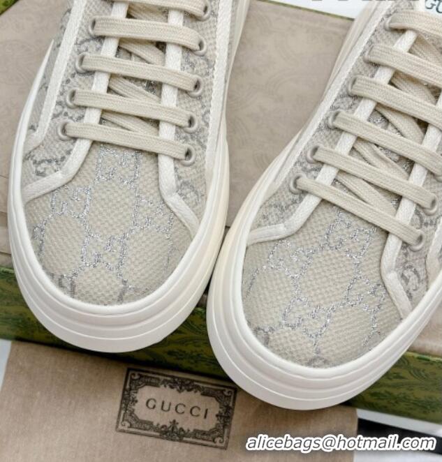 Discount Fashion Gucci GG Canvas Low-top Platform Sneakers 5cm White/Silver 719023