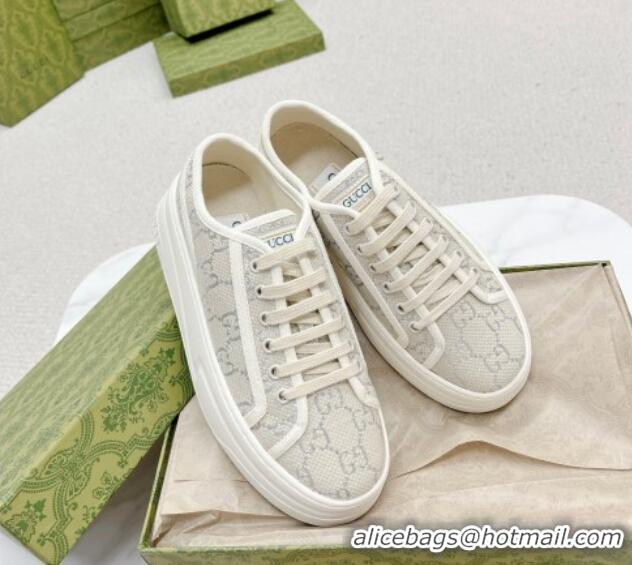 Discount Fashion Gucci GG Canvas Low-top Platform Sneakers 5cm White/Silver 719023