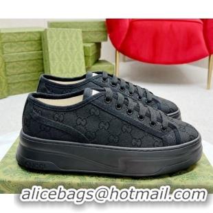 Best Product Gucci GG Canvas Low-top Platform Sneakers 5cm All Black 719025