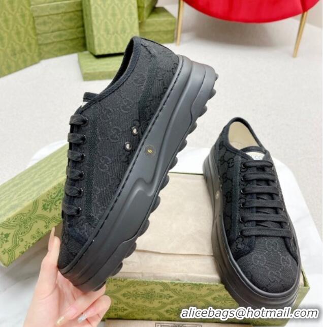 Best Product Gucci GG Canvas Low-top Platform Sneakers 5cm All Black 719025