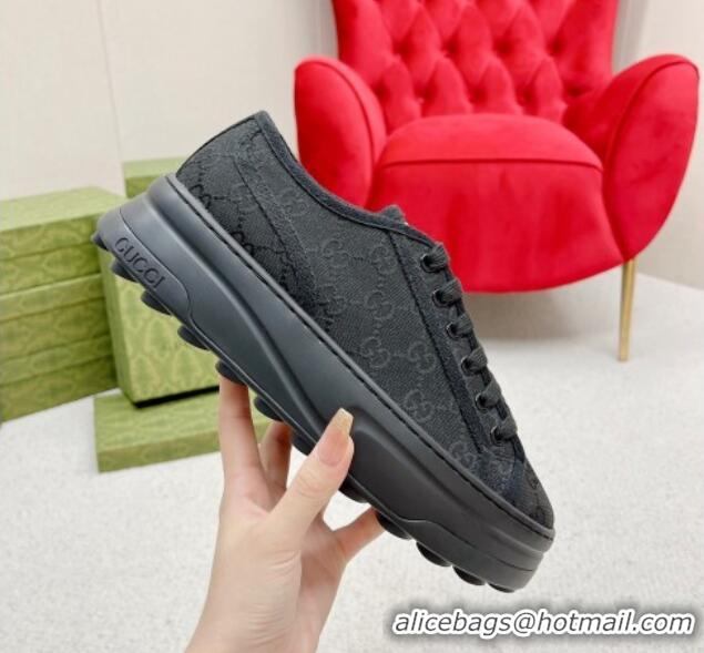 Best Product Gucci GG Canvas Low-top Platform Sneakers 5cm All Black 719025