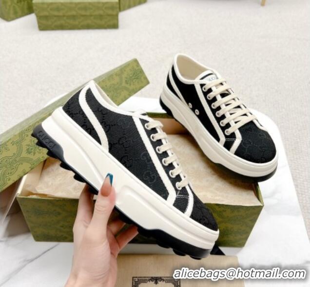 Good Product Gucci GG Canvas Low-top Platform Sneakers 5cm Black/White 719026