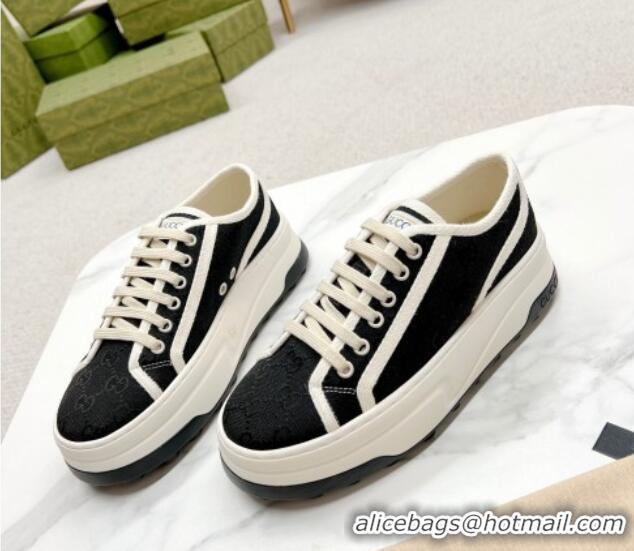 Good Product Gucci GG Canvas Low-top Platform Sneakers 5cm Black/White 719026