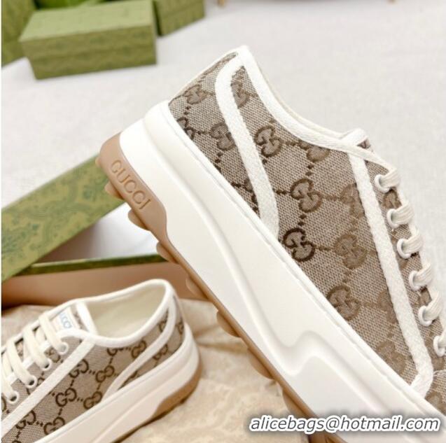 Most Popular Gucci GG Canvas Low-top Platform Sneakers 5cm Beige 719027