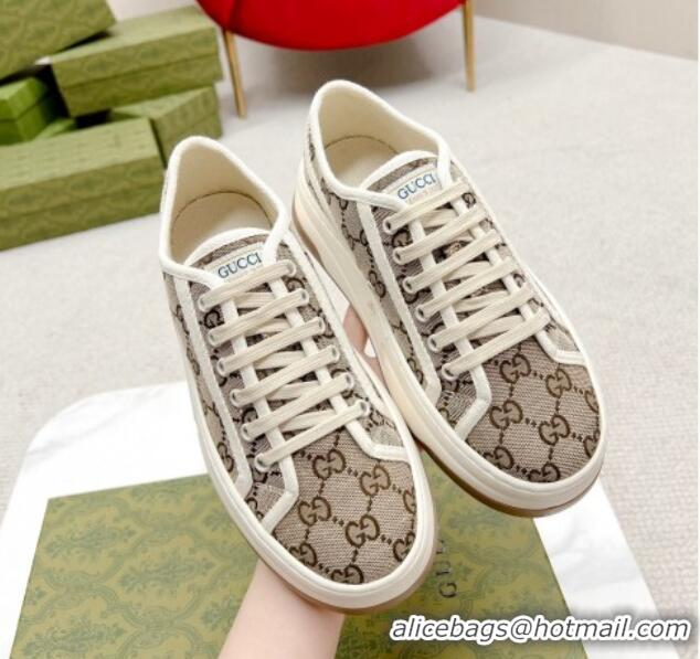 Most Popular Gucci GG Canvas Low-top Platform Sneakers 5cm Beige 719027