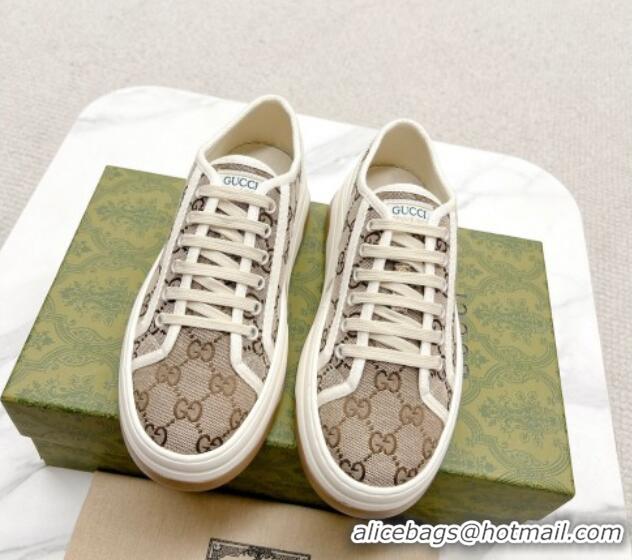 Most Popular Gucci GG Canvas Low-top Platform Sneakers 5cm Beige 719027