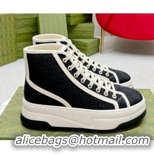 Unique Discount Gucci GG Canvas High-top Platform Sneakers 5cm Black/White 719030