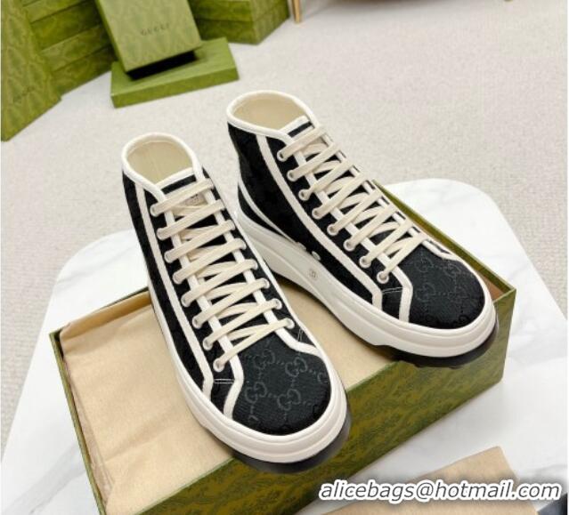 Unique Discount Gucci GG Canvas High-top Platform Sneakers 5cm Black/White 719030