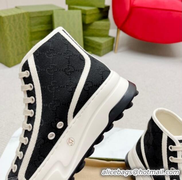 Unique Discount Gucci GG Canvas High-top Platform Sneakers 5cm Black/White 719030