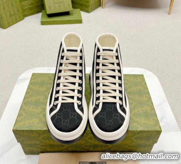 Unique Discount Gucci GG Canvas High-top Platform Sneakers 5cm Black/White 719030