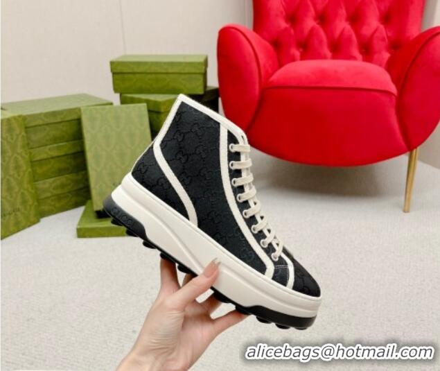 Unique Discount Gucci GG Canvas High-top Platform Sneakers 5cm Black/White 719030