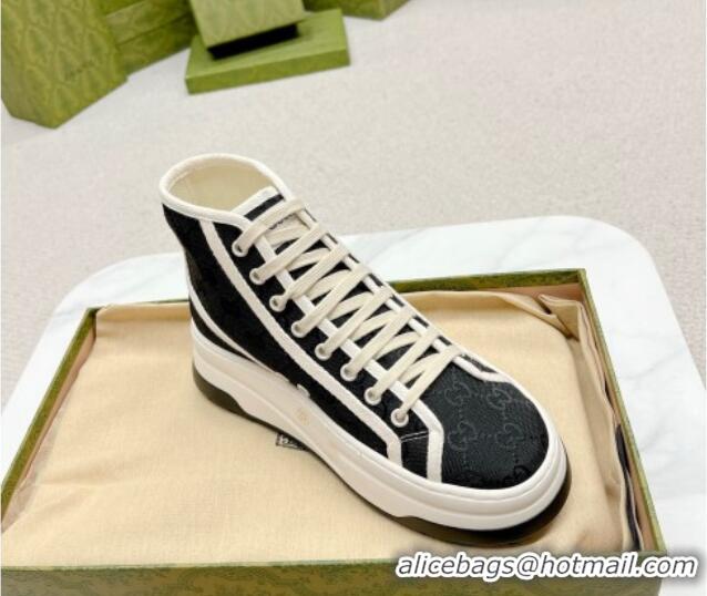 Unique Discount Gucci GG Canvas High-top Platform Sneakers 5cm Black/White 719030