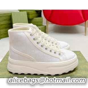 Shop Duplicate Gucci GG Canvas High-top Platform Sneakers 5cm White 719031