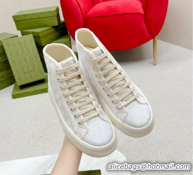 Shop Duplicate Gucci GG Canvas High-top Platform Sneakers 5cm White 719031