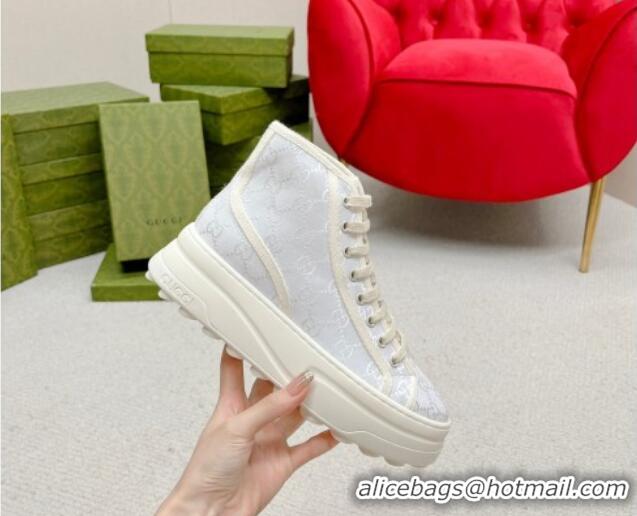 Shop Duplicate Gucci GG Canvas High-top Platform Sneakers 5cm White 719031