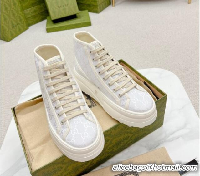 Shop Duplicate Gucci GG Canvas High-top Platform Sneakers 5cm White 719031