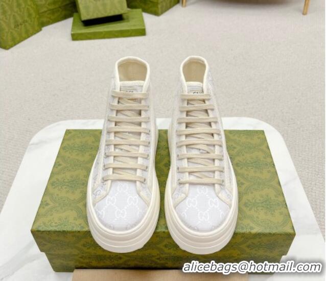 Shop Duplicate Gucci GG Canvas High-top Platform Sneakers 5cm White 719031