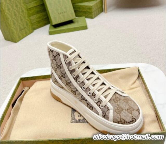 Big Discount Gucci GG Canvas High-top Platform Sneakers 5cm Beige 719032