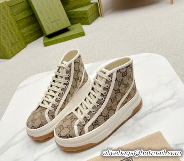 Big Discount Gucci GG Canvas High-top Platform Sneakers 5cm Beige 719032