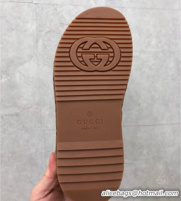 Good Quality Gucci GG Canvas Platform Slide Sandals with GG Beige 724086