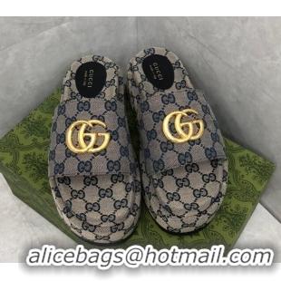 Cheap Price Gucci GG Canvas Platform Slide Sandals with GG Grey 724087