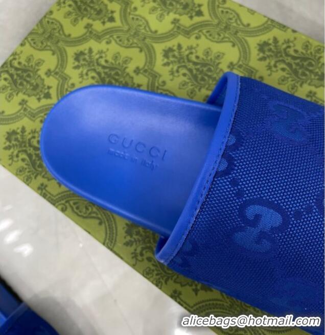 Durable Gucci Jumbo GG Canvas Slide Sandals Blue 724110