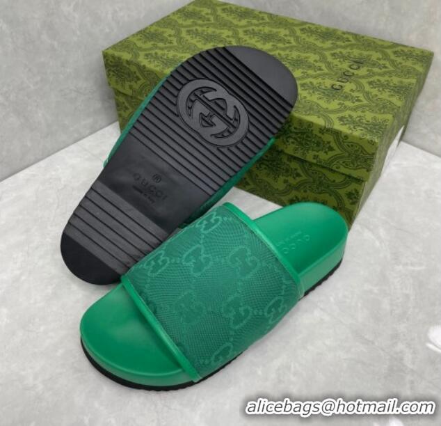 Top Design Gucci Jumbo GG Canvas Slide Sandals Green 724111