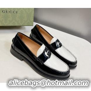 Grade Quality Gucci Interlocking G Leather Loafers Black/White 724115