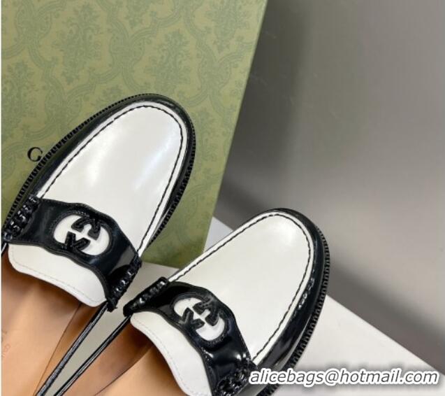 Grade Quality Gucci Interlocking G Leather Loafers Black/White 724115