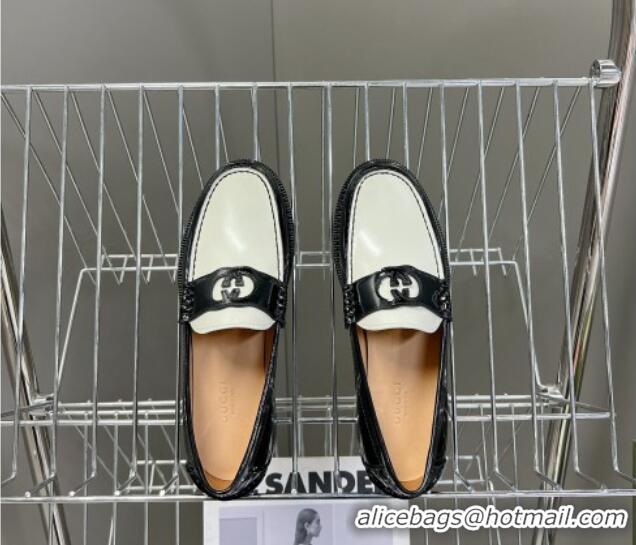 Grade Quality Gucci Interlocking G Leather Loafers Black/White 724115