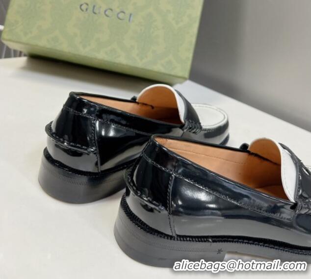 Grade Quality Gucci Interlocking G Leather Loafers Black/White 724115