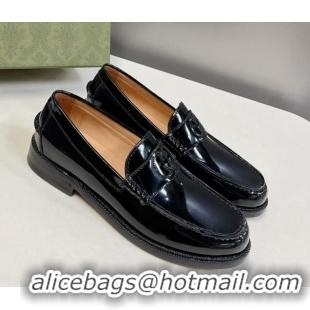 Most Popular Gucci Interlocking G Leather Loafers Black 724116