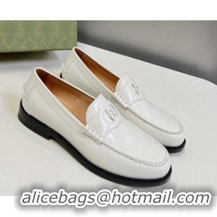 Good Product Gucci Interlocking G Leather Loafers White 724117