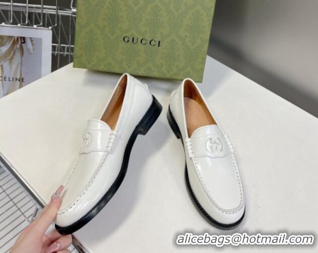 Good Product Gucci Interlocking G Leather Loafers White 724117